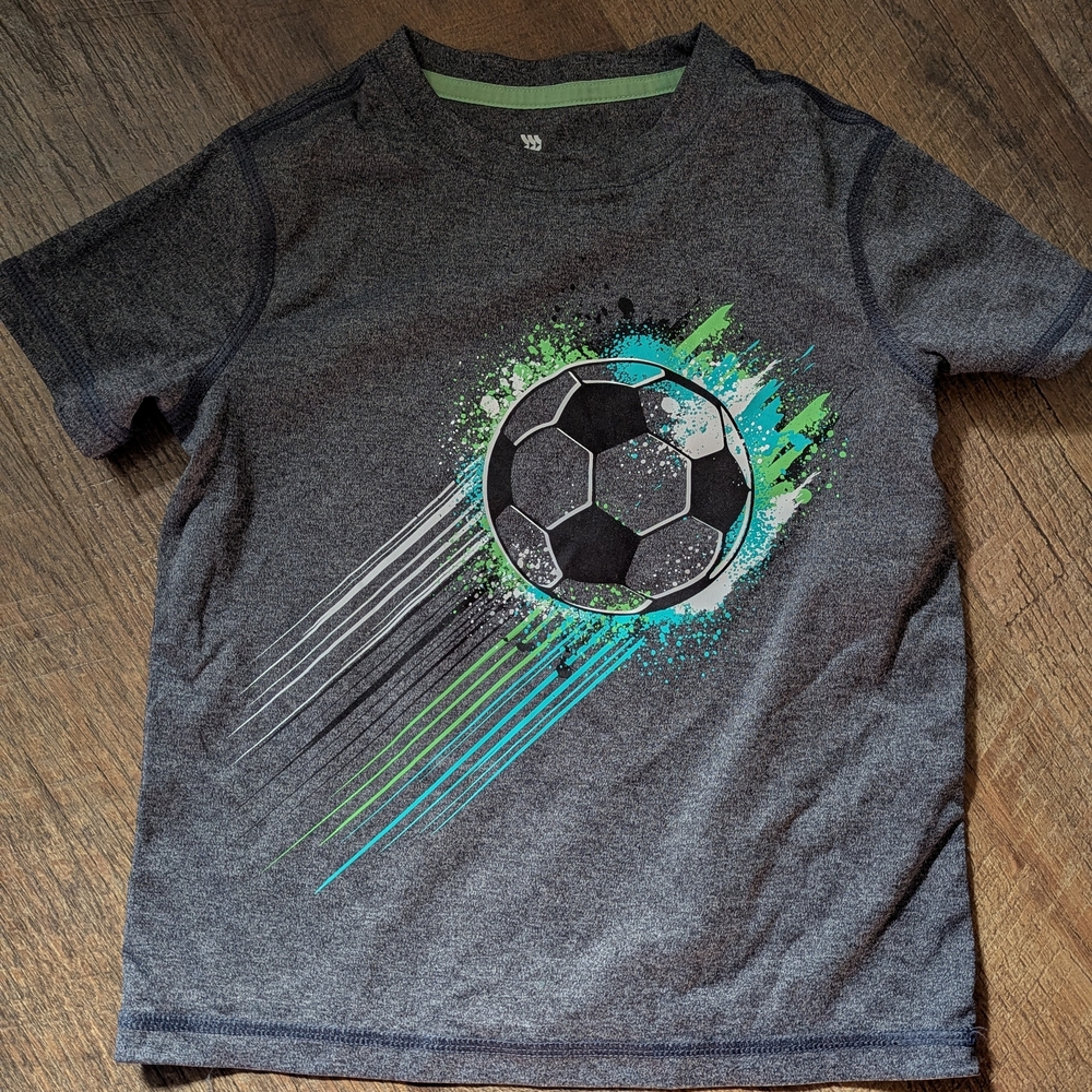 Gray Kids Soccer Graphic T-Shirt